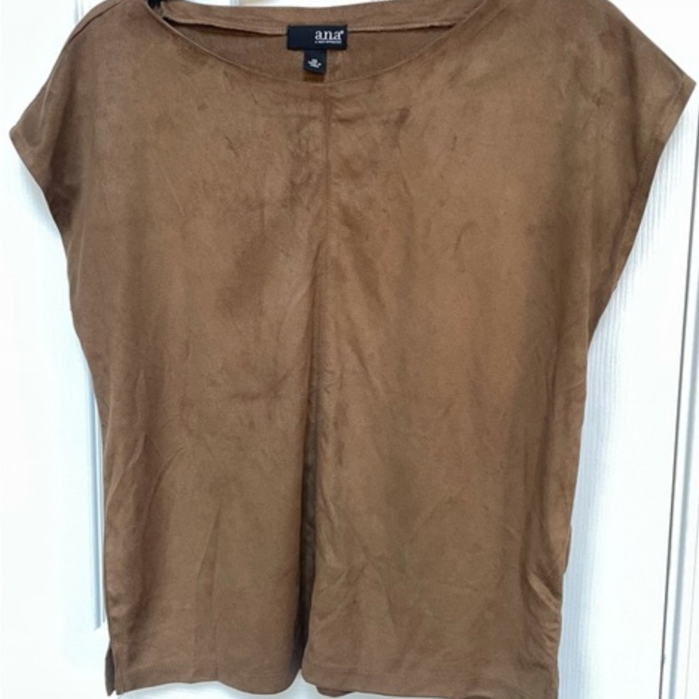 a.n.a. Tan Faux Suede Blouse Top Women’s Size L